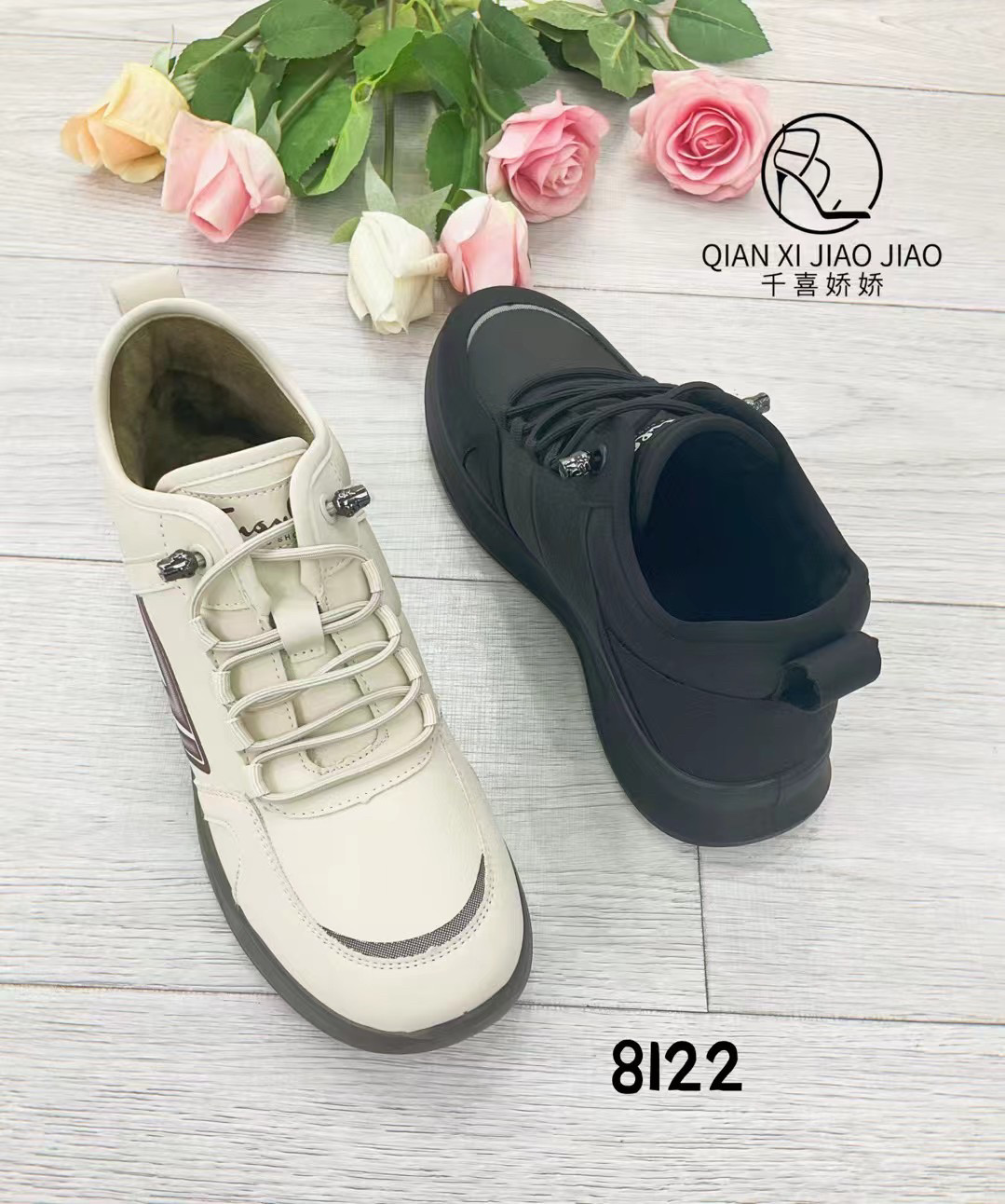 千喜娇娇正品真皮冬季轻便保暖加绒软底一脚蹬圆头高邦女士休闲鞋