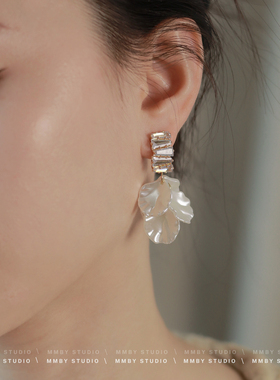 《珠光海贝》超仙镶钻贝壳流苏耳夹高级感小众气质百搭925银耳环