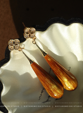 《金屏序》原创新中式小众设计气质耳坠高级感国风水滴耳环耳夹女