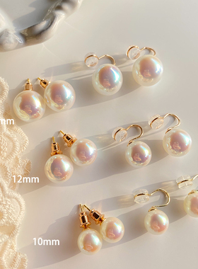 《fever同款》正圆纯银施家强光珍珠耳钉2025年新款爆款高级感