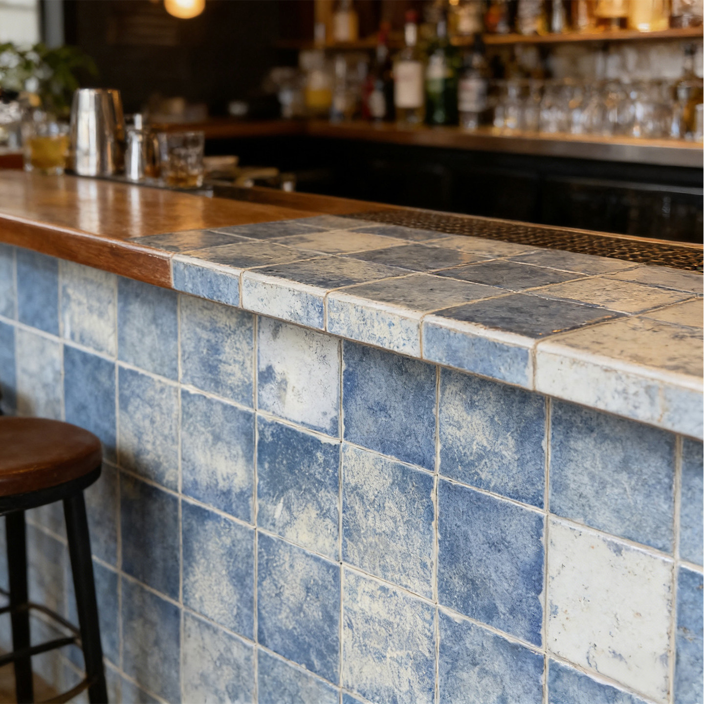 雅乐居复古雪花蓝手工砖酒吧吧台厨房卫生间庭院凳子桌面100瓷砖