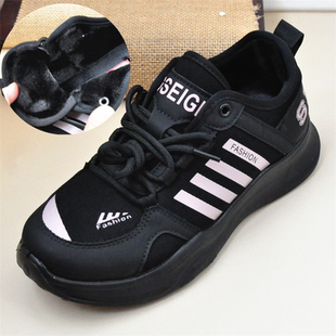 老北京妈妈棉鞋冬季加绒时尚女棉鞋薄绒二棉轻软底平底休闲老人鞋