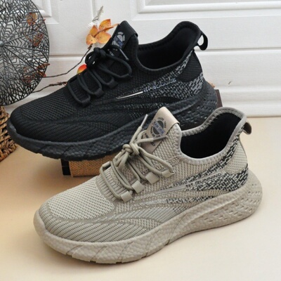 老北京布鞋2025春季透气薄款男单鞋休闲鞋弹力飞织爆米花底健步鞋