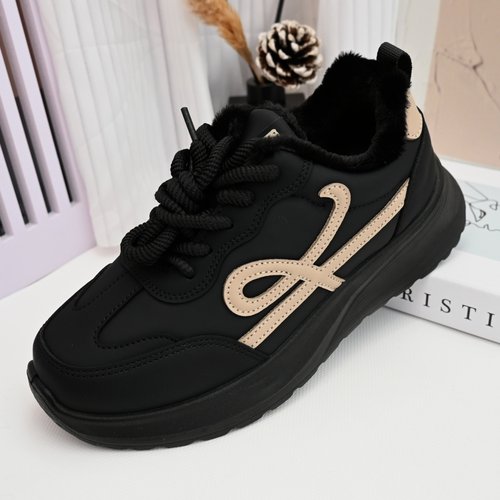 老北京布鞋女冬季加绒系带厚底