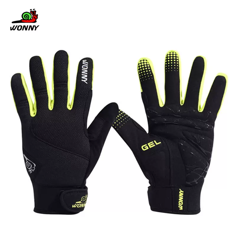 蜗牛骑行手套冬季公路车山地自行车防风防寒加绒加厚耐磨减震全指