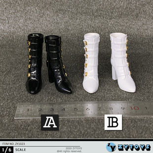 ZYTOYS 1/6 女装高帮靴胶鞋 空心 女兵人高跟鞋模型 ZY1023 现货