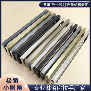 极简小圆角淋浴房玻璃门浴室拉手不锈钢304对装 440孔距推拉门把手
