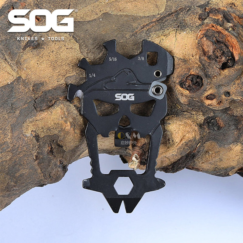SOG索格 2018新品骷髅头开瓶器背带挂扣 多功能组合EDC卡片工具