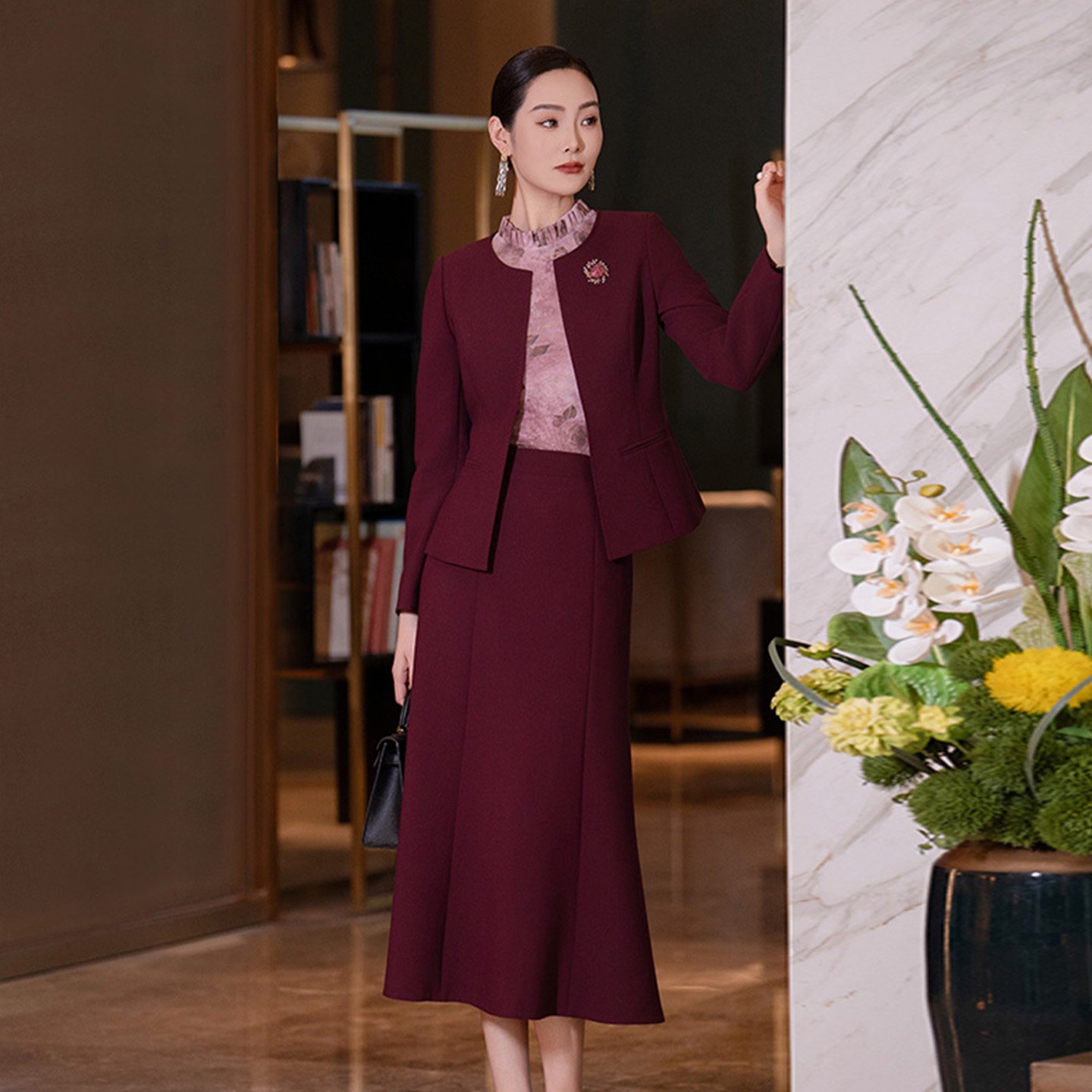 气质优雅套装鱼尾裙两件套女