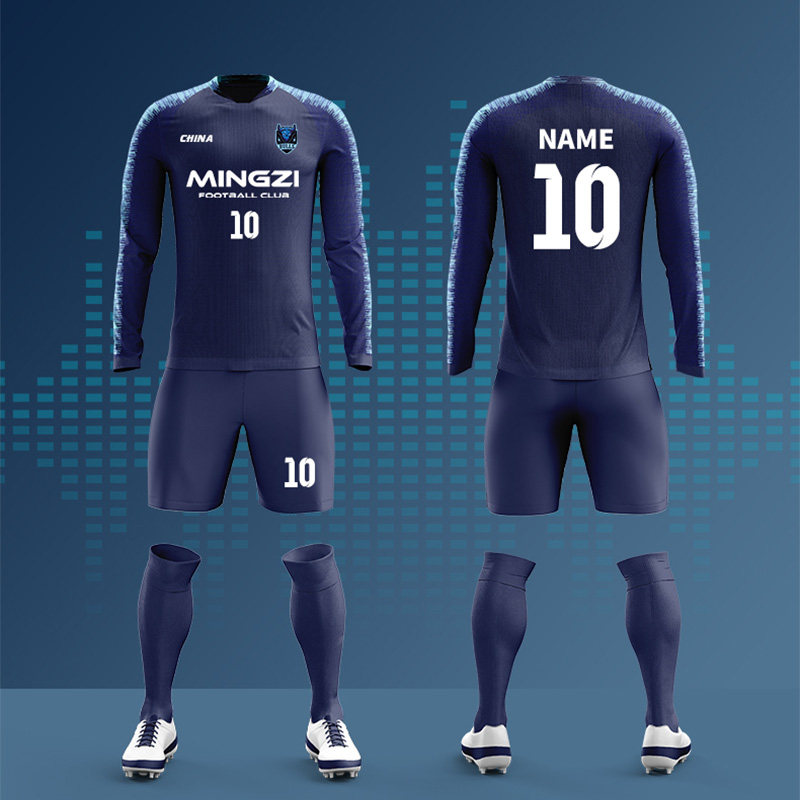 足球训练服长袖套装定制男款球队秋冬季比赛队服成人足球衣出场服