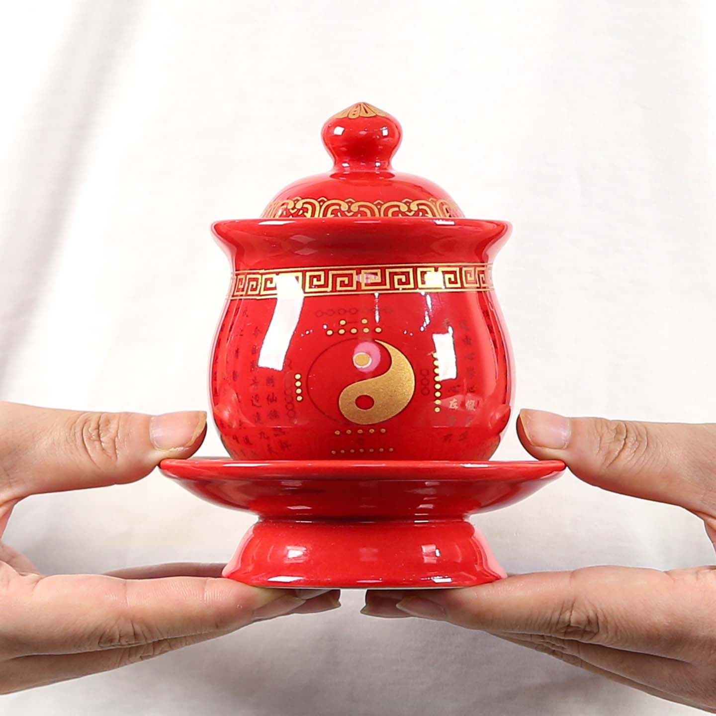 道家水杯家用陶瓷供水杯太极图案道祖供水杯道堂净水杯圣水杯包邮