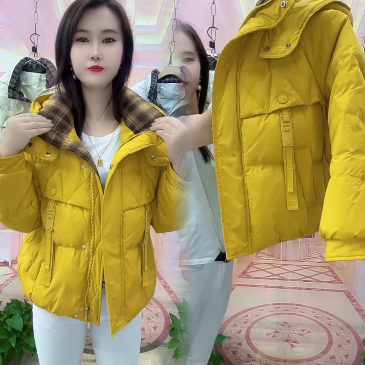 妈妈冬装洋气羽绒棉服短款小棉袄