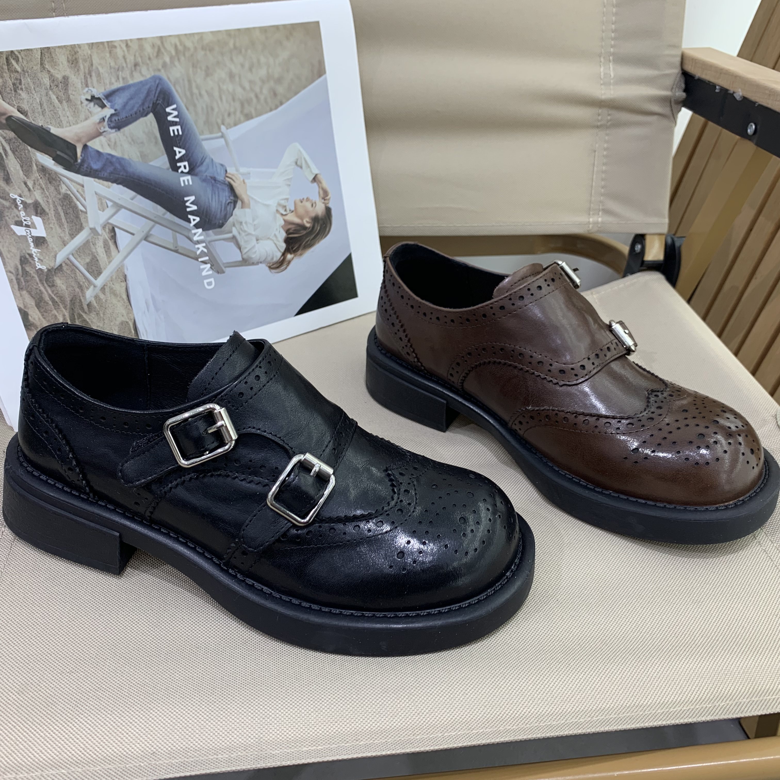 真皮英伦风布洛克雕花复古小皮鞋女2026春季新款圆头厚底乐福鞋,女鞋,牛津鞋/布洛克鞋/德比鞋,淘宝优惠券,粉丝福利购,淘宝优惠卷