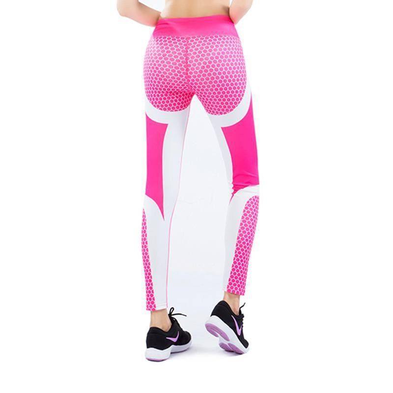 2025新款欧美爆款玫红蜂窝数码印花提臀高腰运动瑜伽打底裤,运动/瑜伽/健身/球迷用品,瑜伽长裤,淘宝优惠券,粉丝福利购,淘宝优惠卷