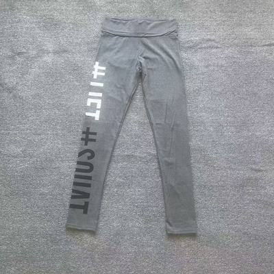 2025新款欧美灰色字母数码印花健美修身提臀高腰运动瑜伽打底裤