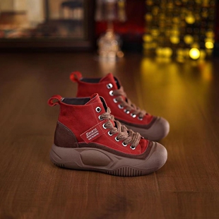 学生休闲单鞋 英伦风女鞋 圆头系带 2024秋冬新款 高帮厚底板鞋