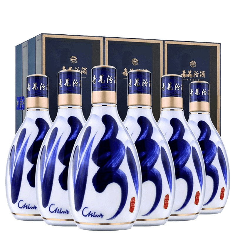 山西杏花村汾酒48度青花30复兴版500ml*6瓶盒装送礼酒