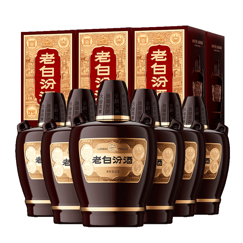 【新版升级】山西杏花村汾酒45度老白汾10坛汾475mL*6盒 整箱白酒