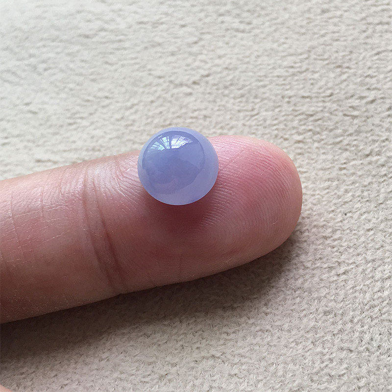 缅甸翡翠高冰种紫罗兰玉蛋面裸石老种a货冰透浓紫小馒头紫界面女