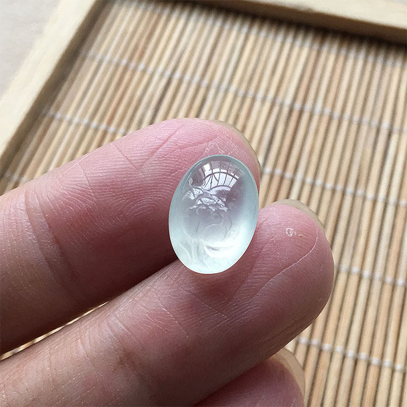 玻璃种纯净起光荷花路路通吊坠