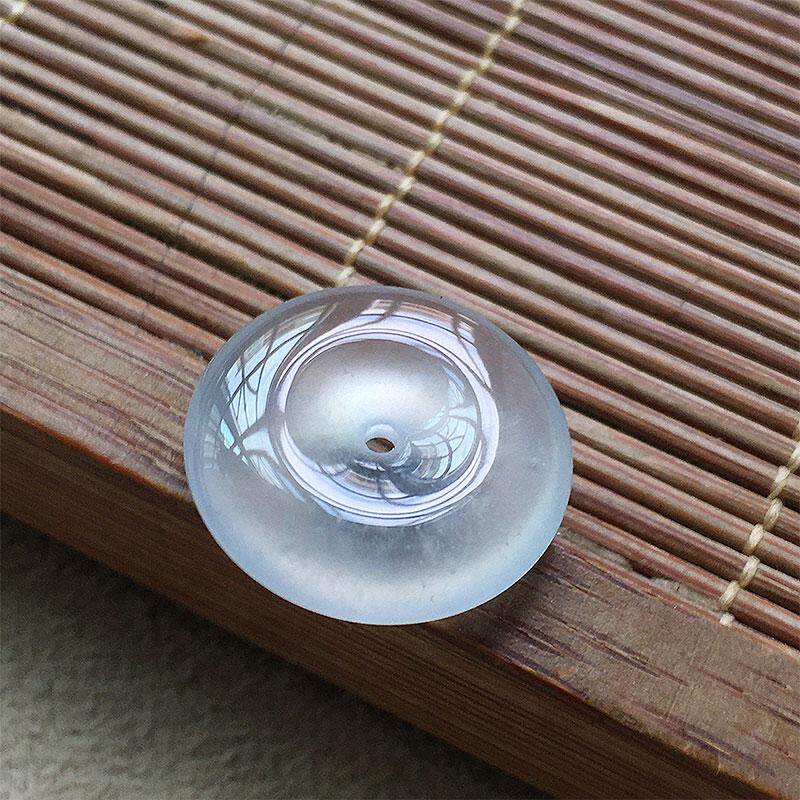 缅甸翡翠玻璃种起光玉平安扣吊坠女款老种a货冰透起光玉扣怀古扣