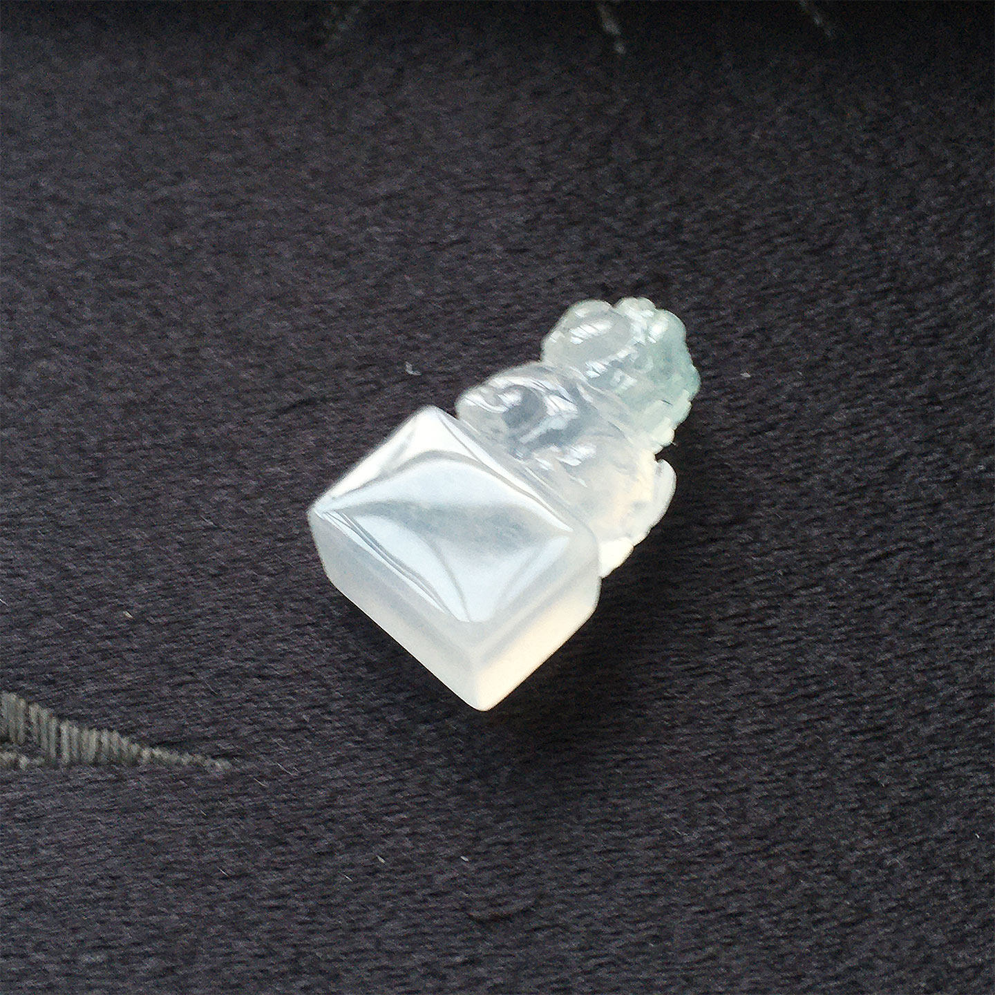 缅甸翡翠冰种精雕貔貅印章吊坠老种a货冰透水润玉皮丘裸石可刻章