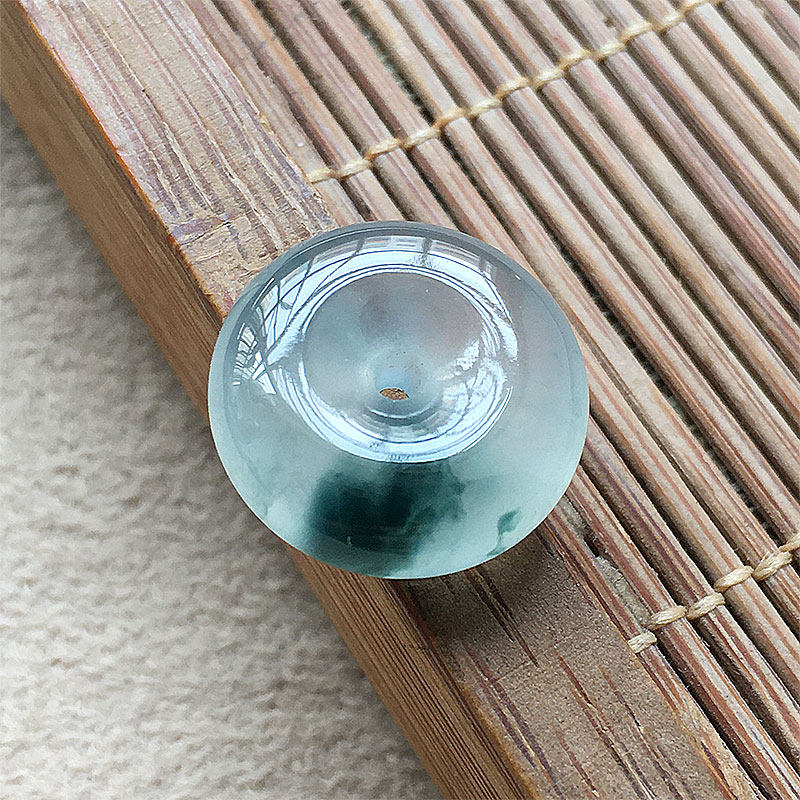 缅甸翡翠高冰种飘蓝花平安扣吊坠老种a货冰透饱满玉怀古玉扣女款