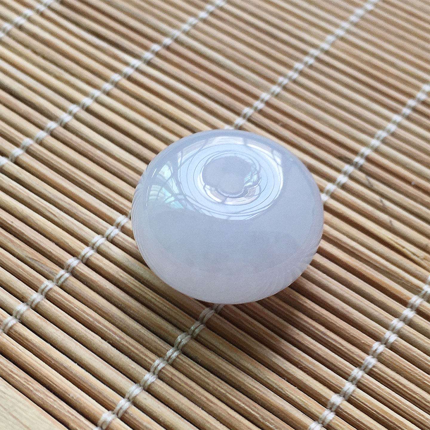缅甸翡翠冰种纯净玉平安扣吊坠老种a货冰透水润淡紫色玉怀古扣