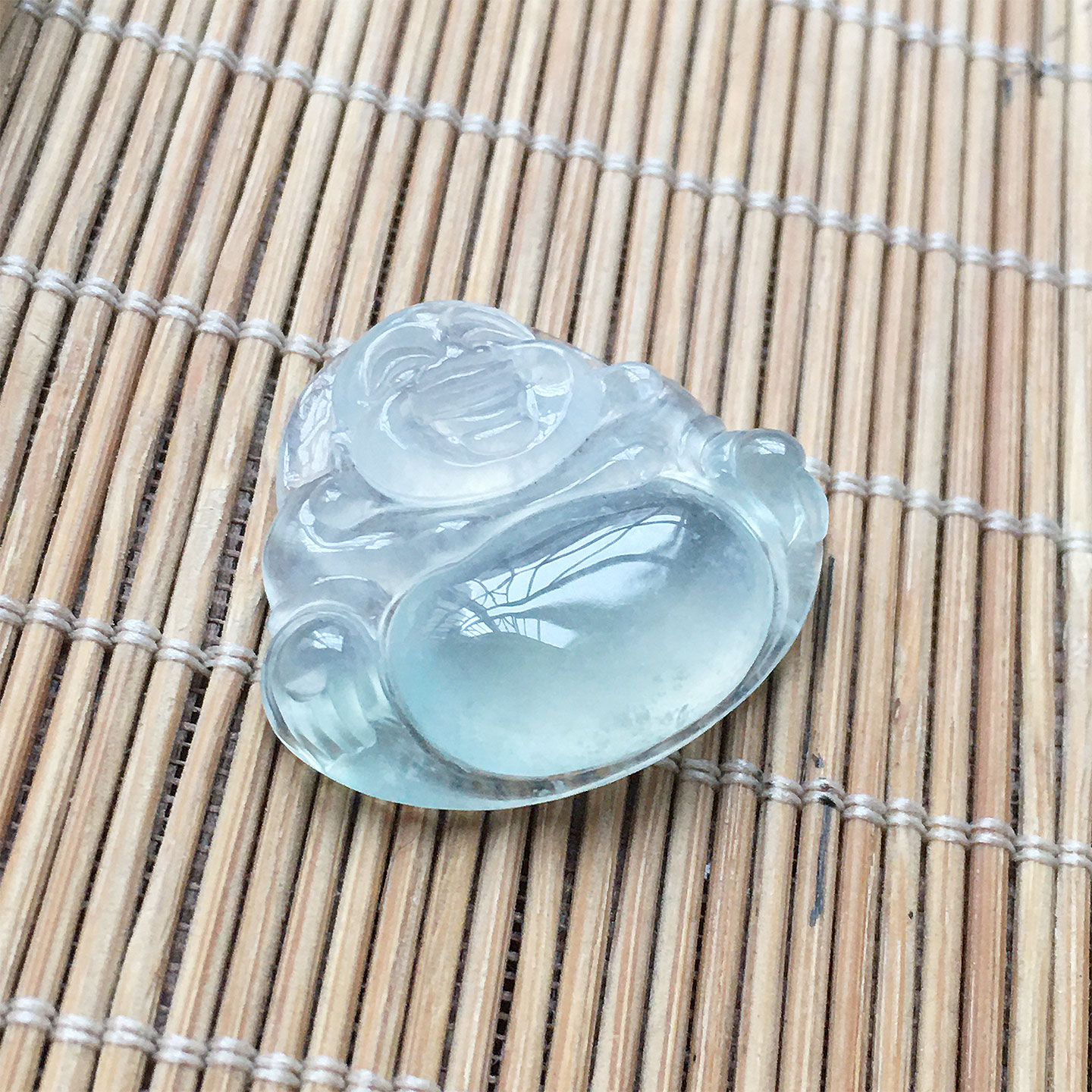 缅甸翡翠老坑a货高冰佛公吊坠冰种弥勒佛玉佛挂件浅绿底翡翠笑佛