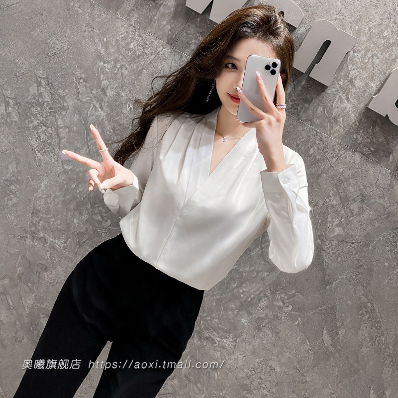 衬衫女2024春秋新款上衣女宽松长袖慵懒衬衣套装裤秋季穿搭一整套