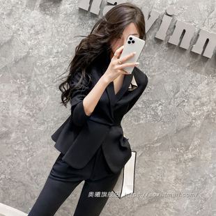黑色西装套装女2024新款春季通勤职业装小个子气质高级感西服外套