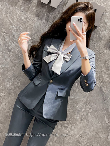 职场秋装新款房地产销售工作服套装裤女公务员正装三件套职业工装