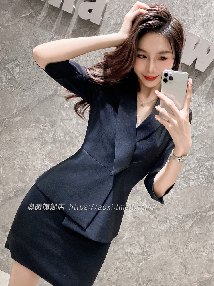 黑色高端西装套装女2024新款夏季高级感职业正装工作服通勤西服