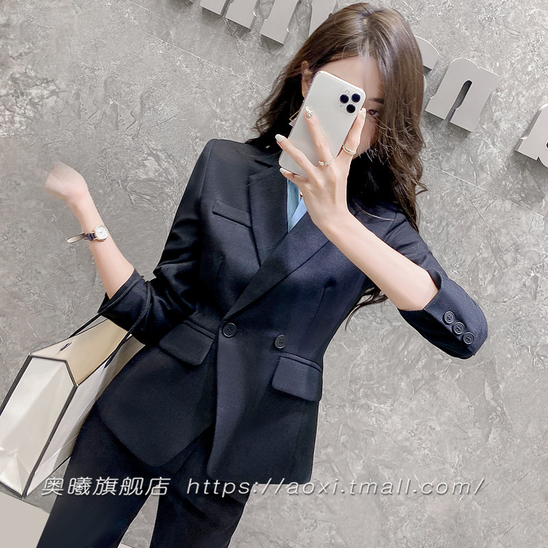 高裆职业套装女正装西服秋冬新款气质修身简约OL风长袖经理工作服