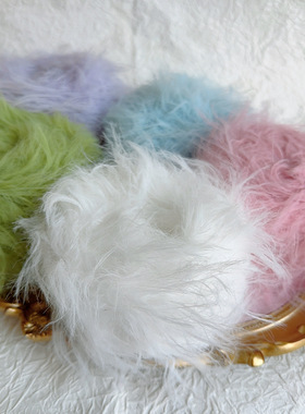 8公分仿貂毛3股软糯长毛特色糖果色长羽毛线仿皮草毛衣手混线100g