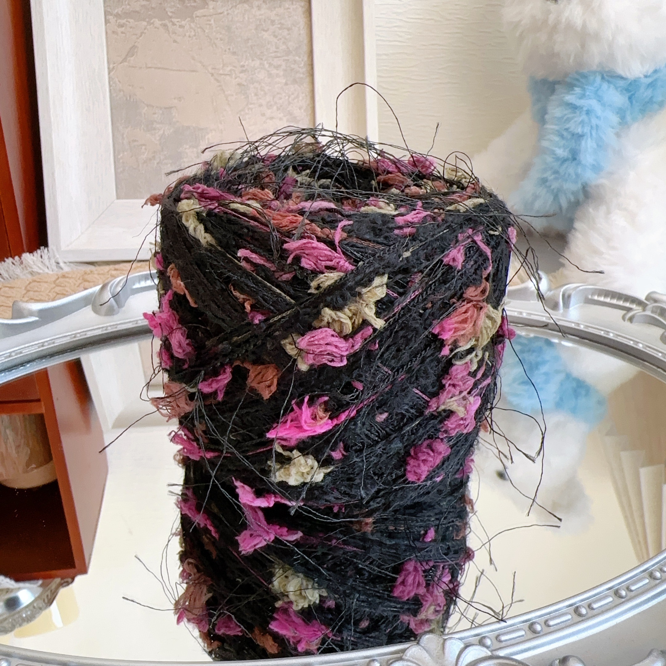 手混线茶花糖糖兔钩织包包围巾特色线帽子黑色紫色咕卡发夹毛线