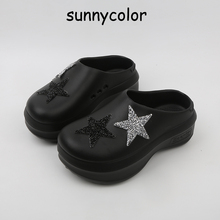 SUNNY COLOR五角星厚底包头拖鞋女外穿2025新款厨师鞋ins潮洞洞鞋