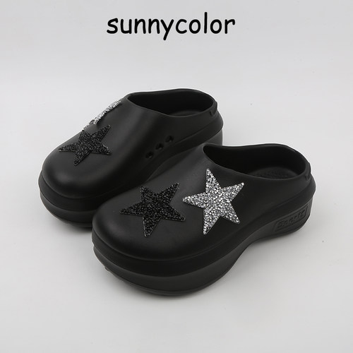 SUNNYCOLOR五角星厚底包头拖鞋