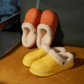 可拆卸保暖防滑办公室内情侣加绒月子棉鞋 可拆洗防水棉拖鞋 女冬季