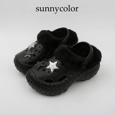 SUNNYCOLOR洞洞棉拖鞋可拆卸内里