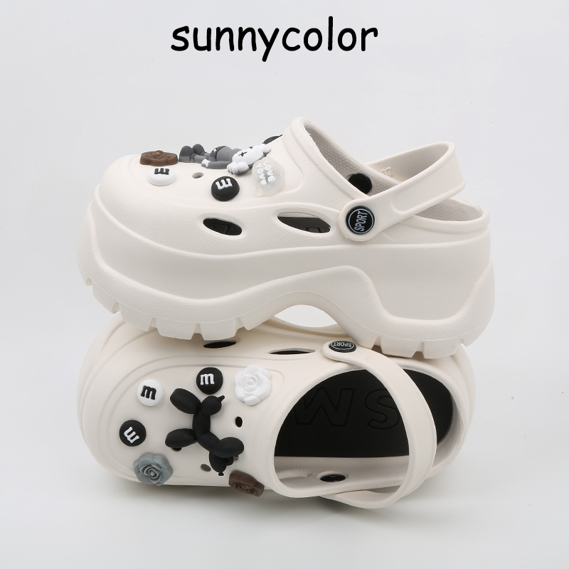 SUNNYCOLOR增高厚底气球狗洞洞鞋