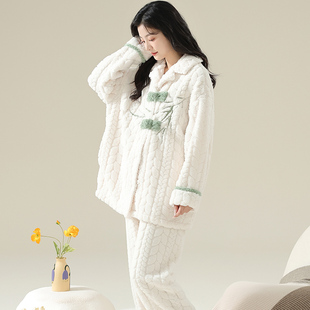保暖玫瑰绒睡衣女士甜美可爱加厚少女珊瑚绒家居服套装 可人儿冬季