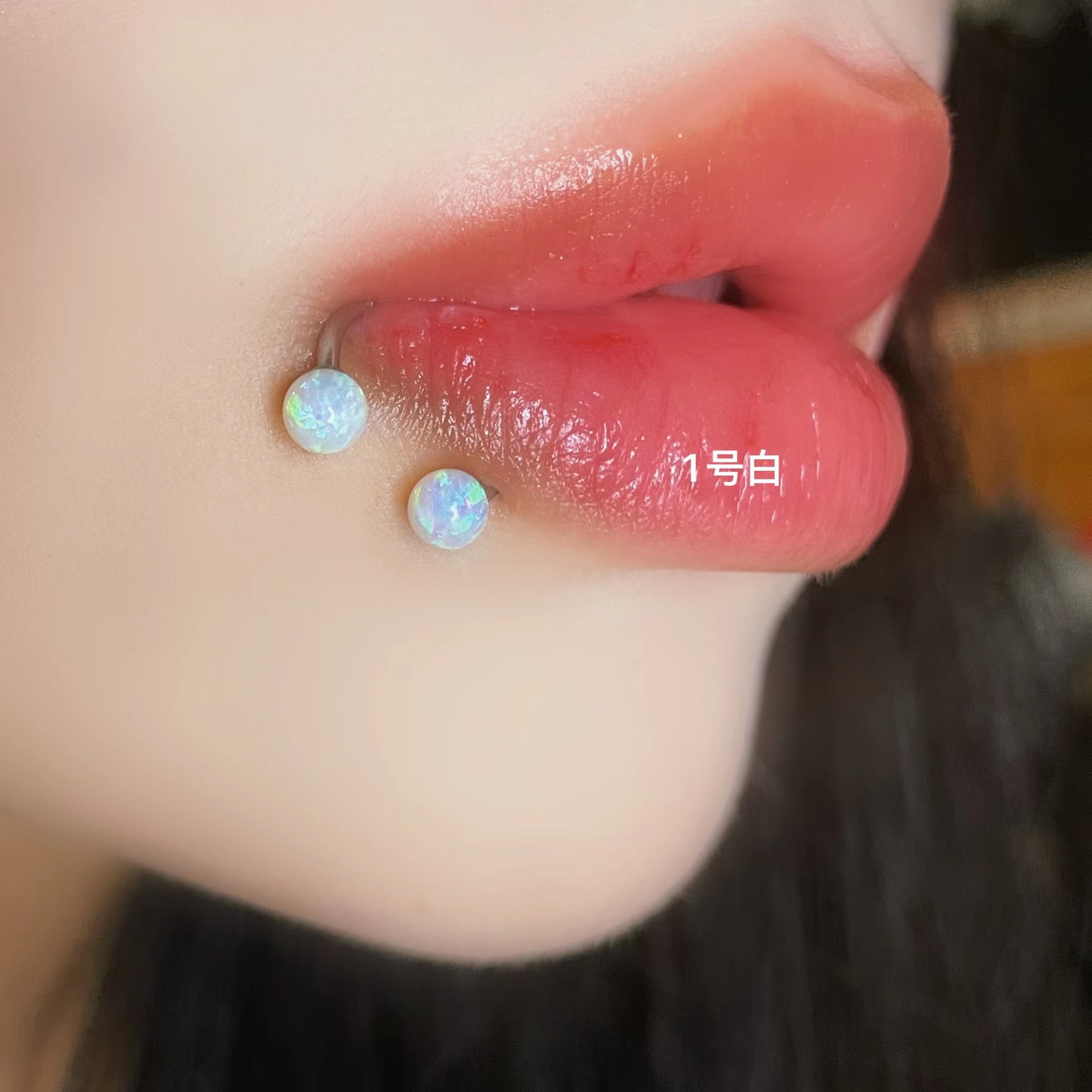 小众澳宝欧泊马蹄环唇环唇钉饰品