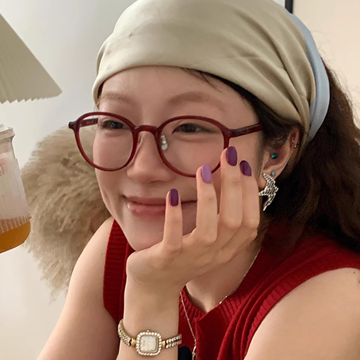 大脸显瘦安克拉红色圆框超轻tr90眼镜可配度数近视防蓝光平光镜