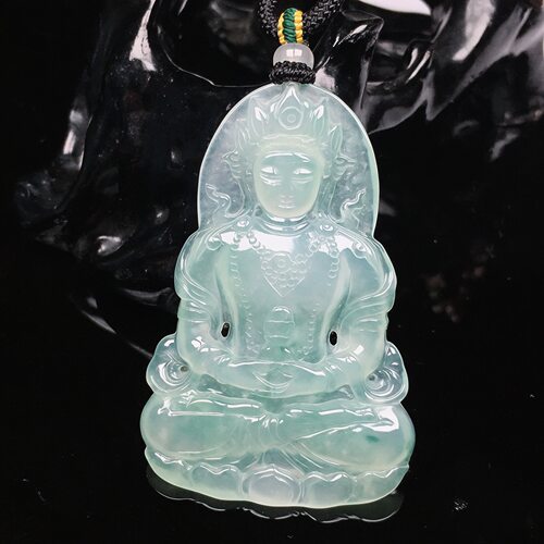 缅甸天然翡翠A货冰种渡母吊坠