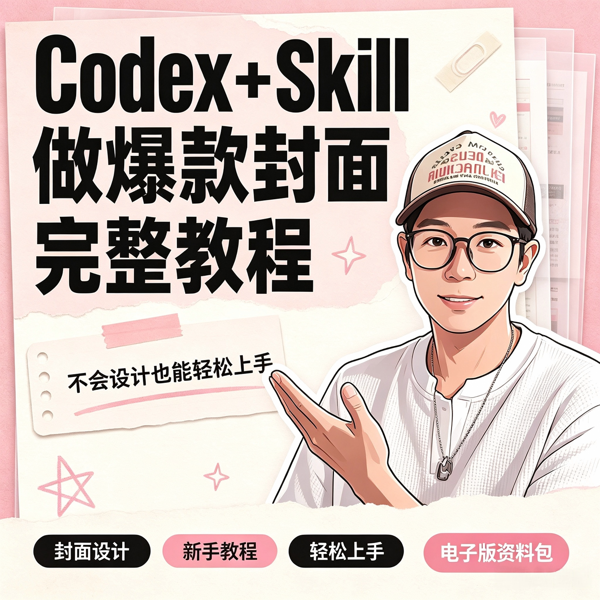 Codex搭配Skill爆款封面制作教程零基础封面设计电子版学习资料包图片