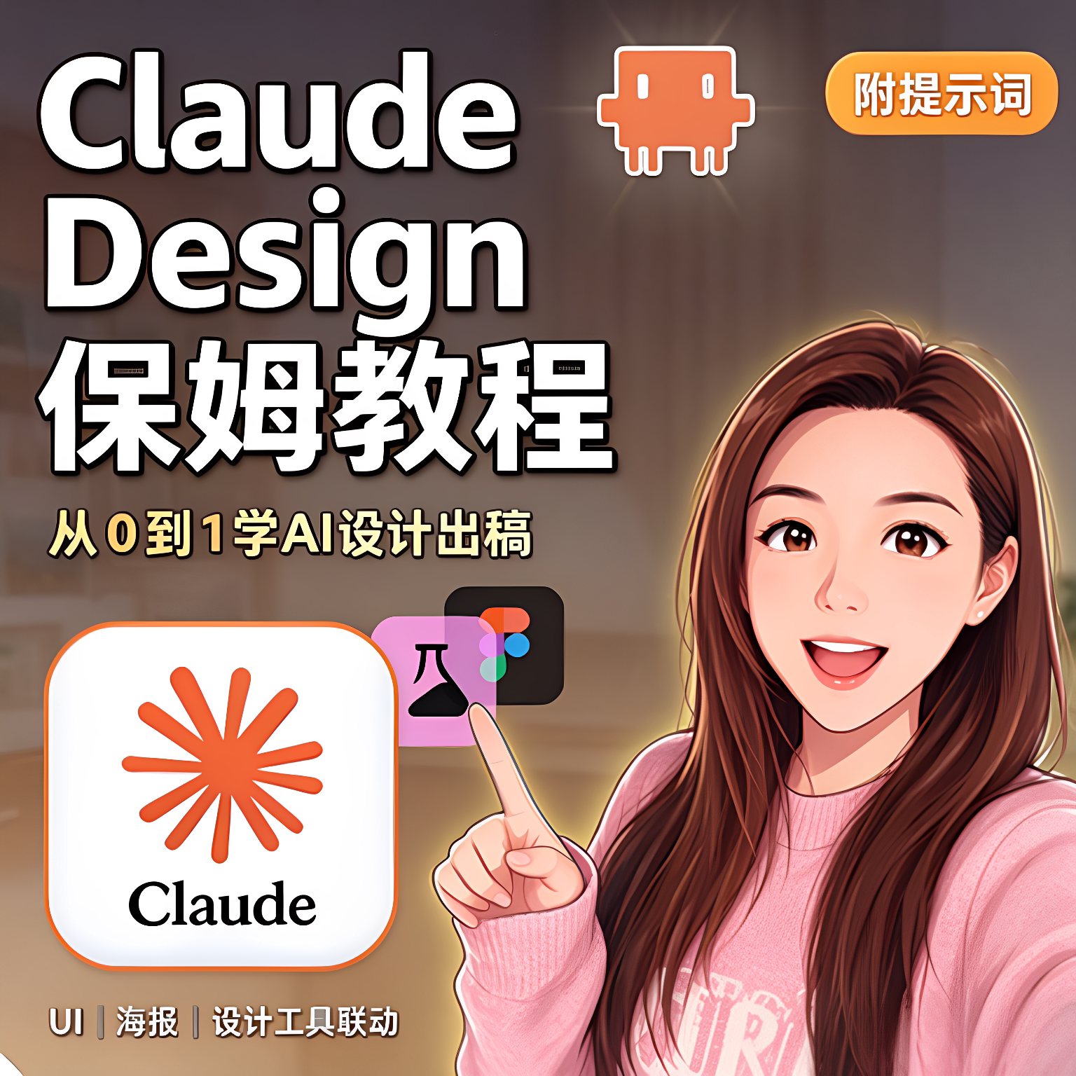 ClaudeDesign保姆入门教程从0到1AI设计出稿UI海报实操视频资料