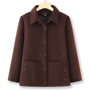 中老年人奶奶装春秋翻领外套老太太衣服洋气宽松上衣妈妈装70岁80