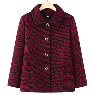 中老年人奶奶装春秋翻领外套老太太衣服70岁80上衣妈妈装加绒上衣