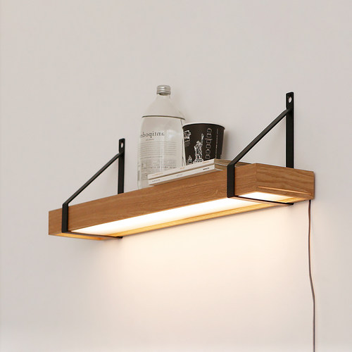 置物架阅读灯实木北欧床头灯书架